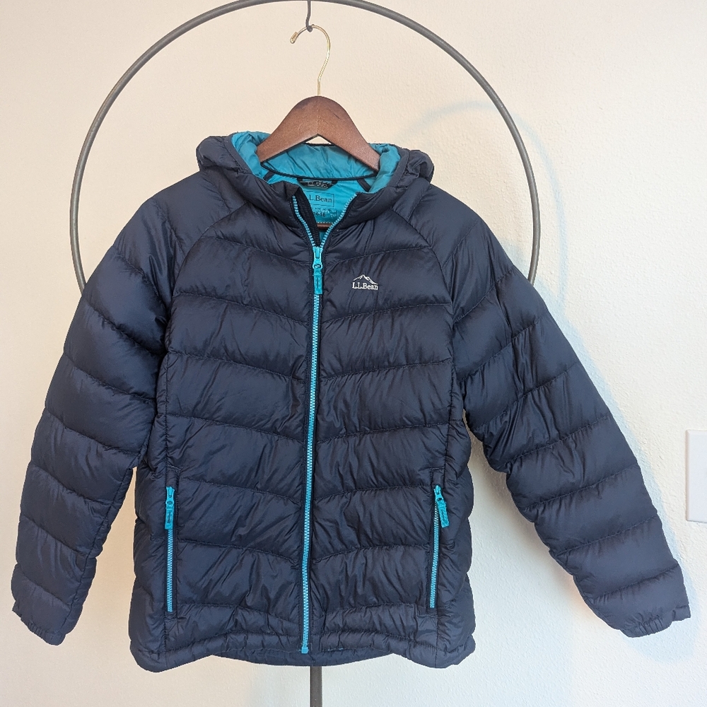 Kids' LL Bean Ultralight 650 Down Jacket Navy / Green Sz  14 - 16